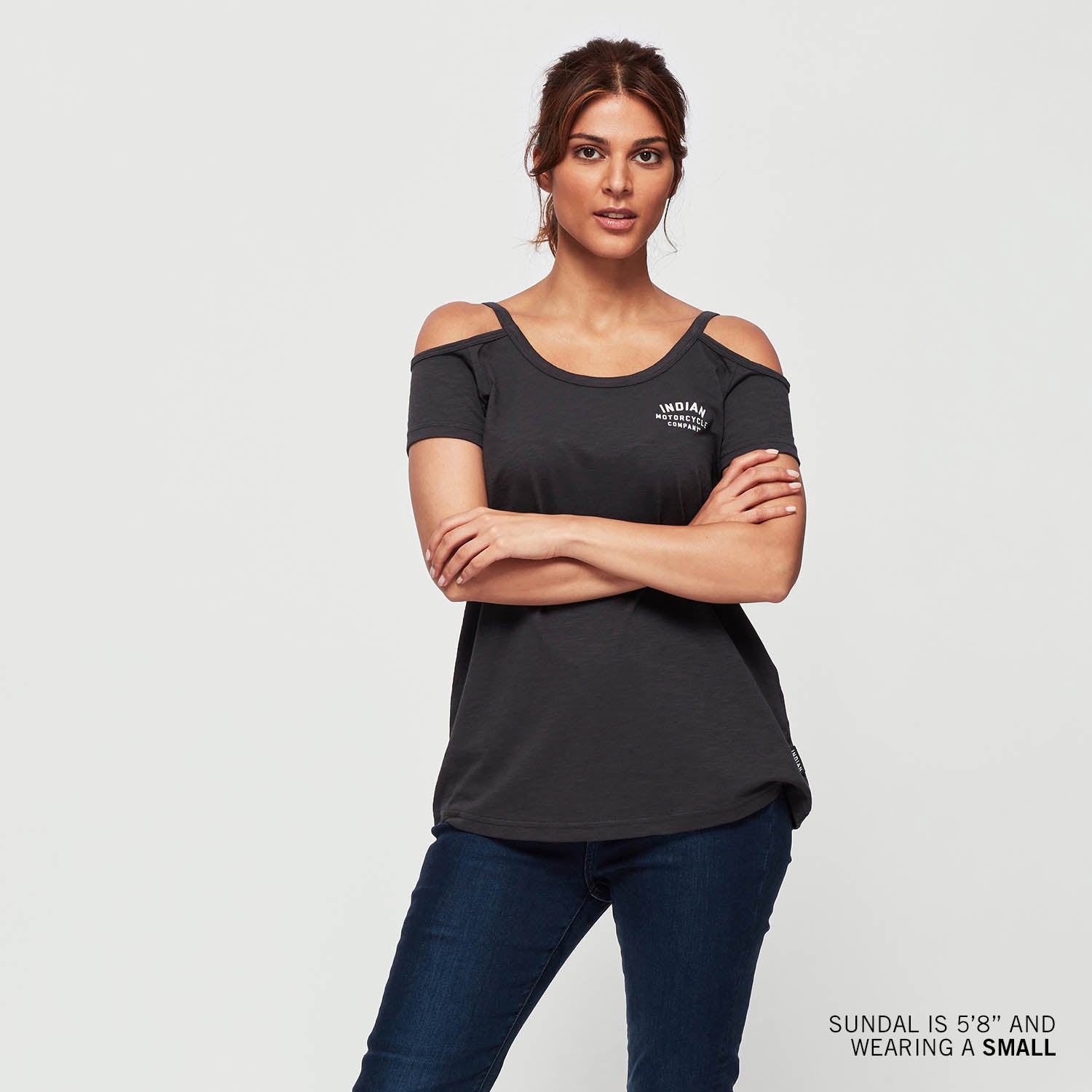 Women's Off Shoulder T-Shirt, Charcoal