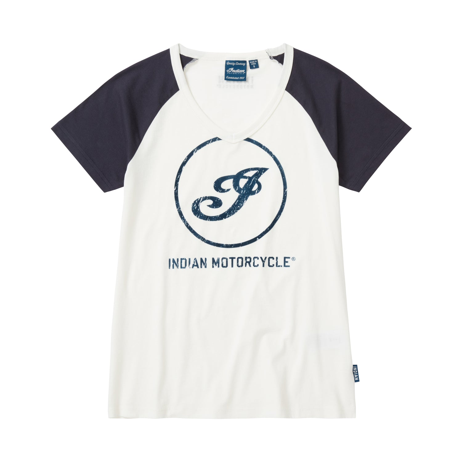 Women's Navy Sleeve I Icon T-Shirt, White
