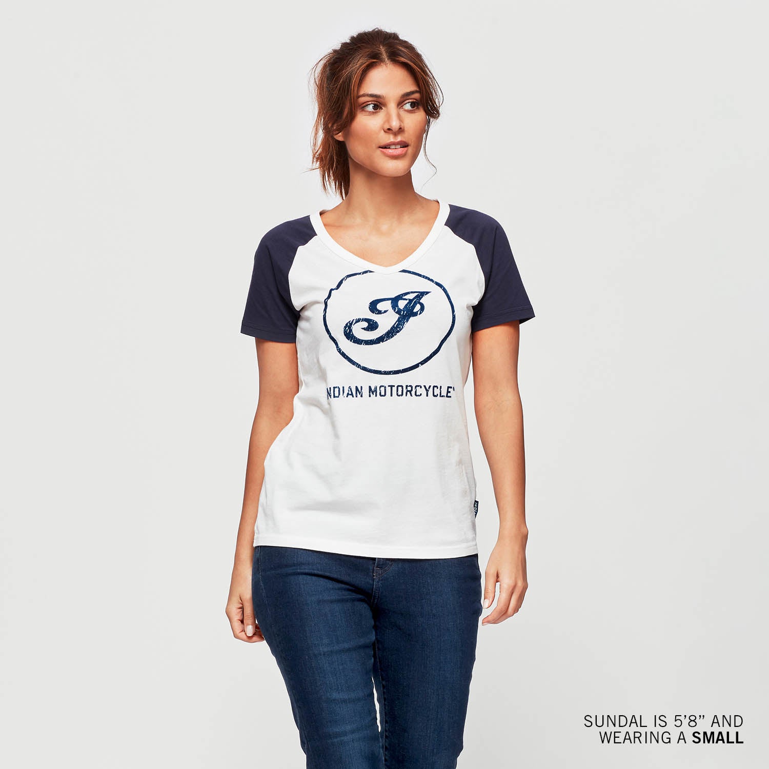 Women's Navy Sleeve I Icon T-Shirt, White