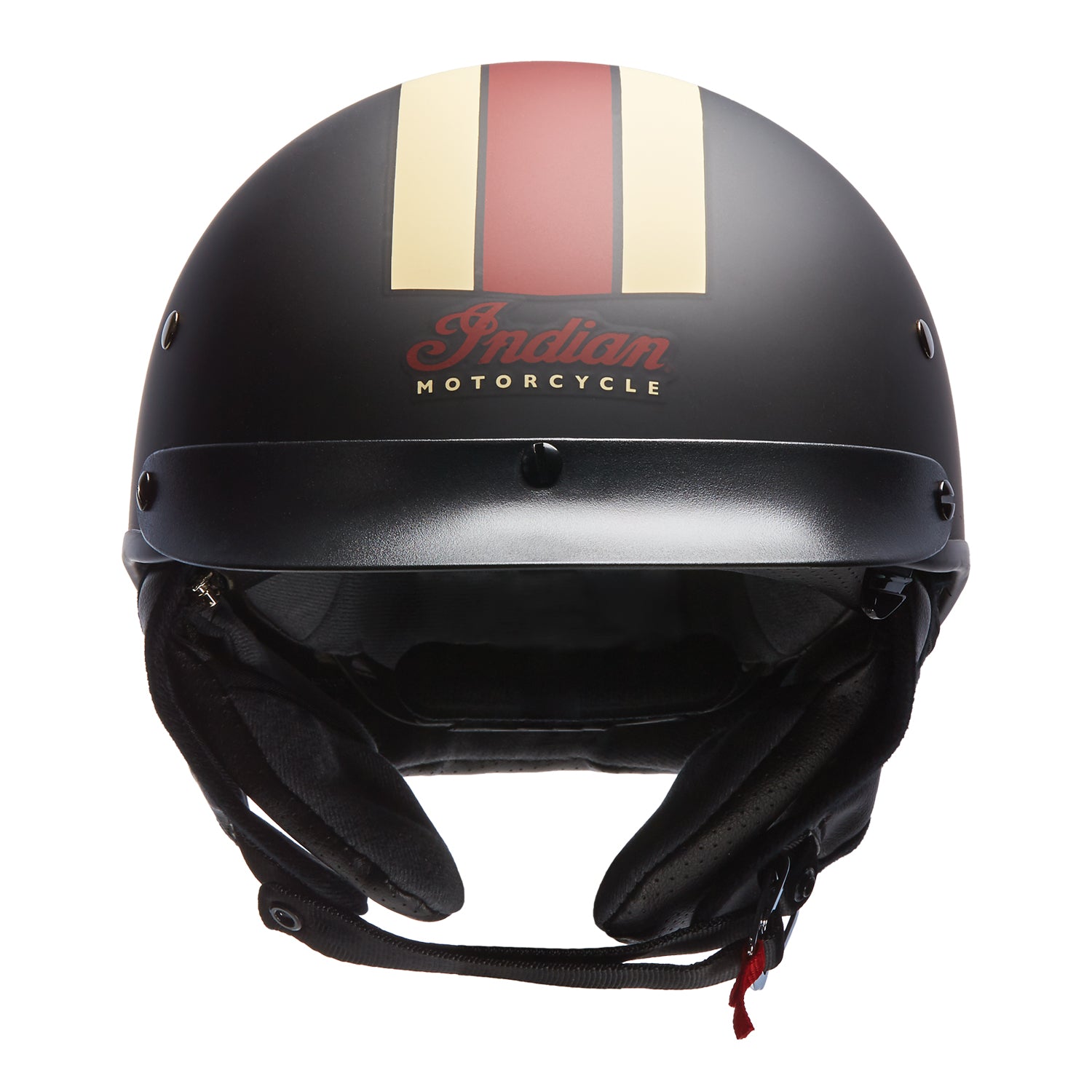 Half Helmet with Retro Racing Stripe, Black