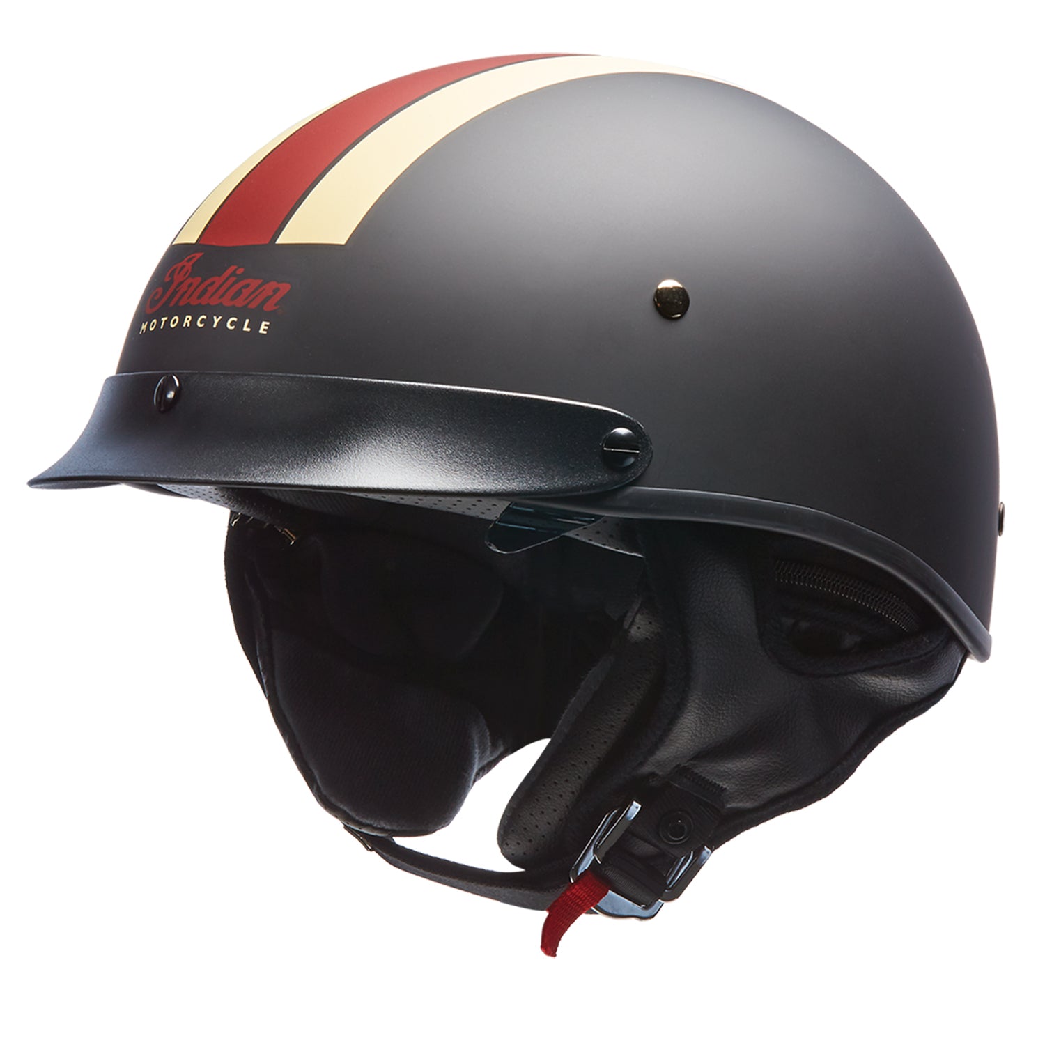 Half Helmet with Retro Racing Stripe, Black