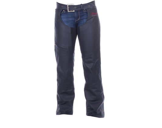 Women's Traditional Leather Chaps, Black