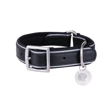Leather Dog Collar with Branded Tag, Black