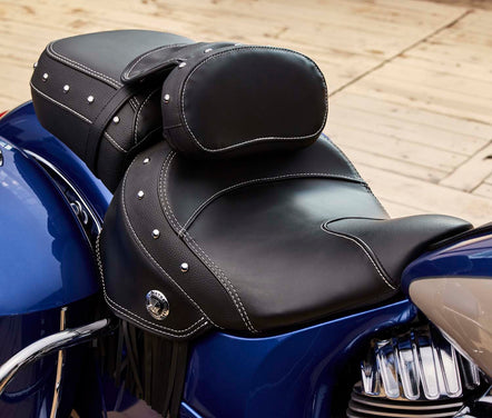 Genuine Leather Rider Backrest Pad, Black with Studs