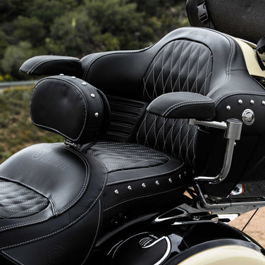 Genuine Leather Rider Backrest Pad, Black with Studs
