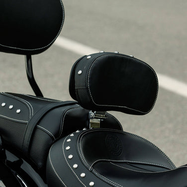 Genuine Leather Rider Backrest Pad, Black with Studs