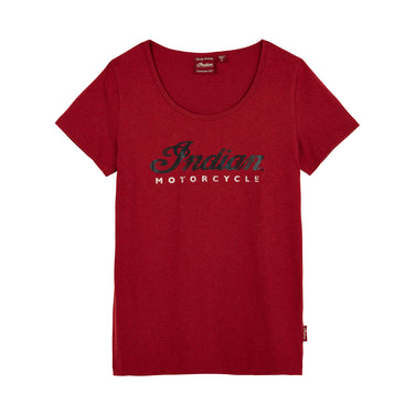 Women's 2 Color Foil Script T-Shirt, Red