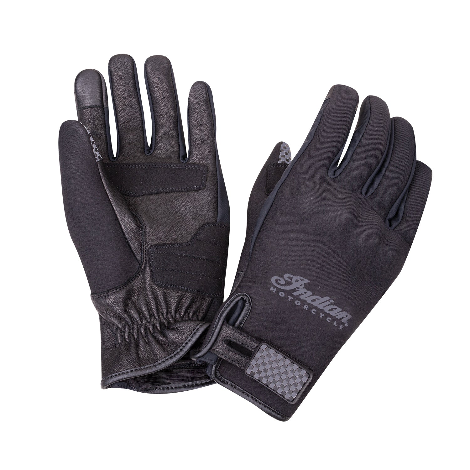 Men's Neoprene Flat Track Riding Gloves with Hard Knuckles, Black