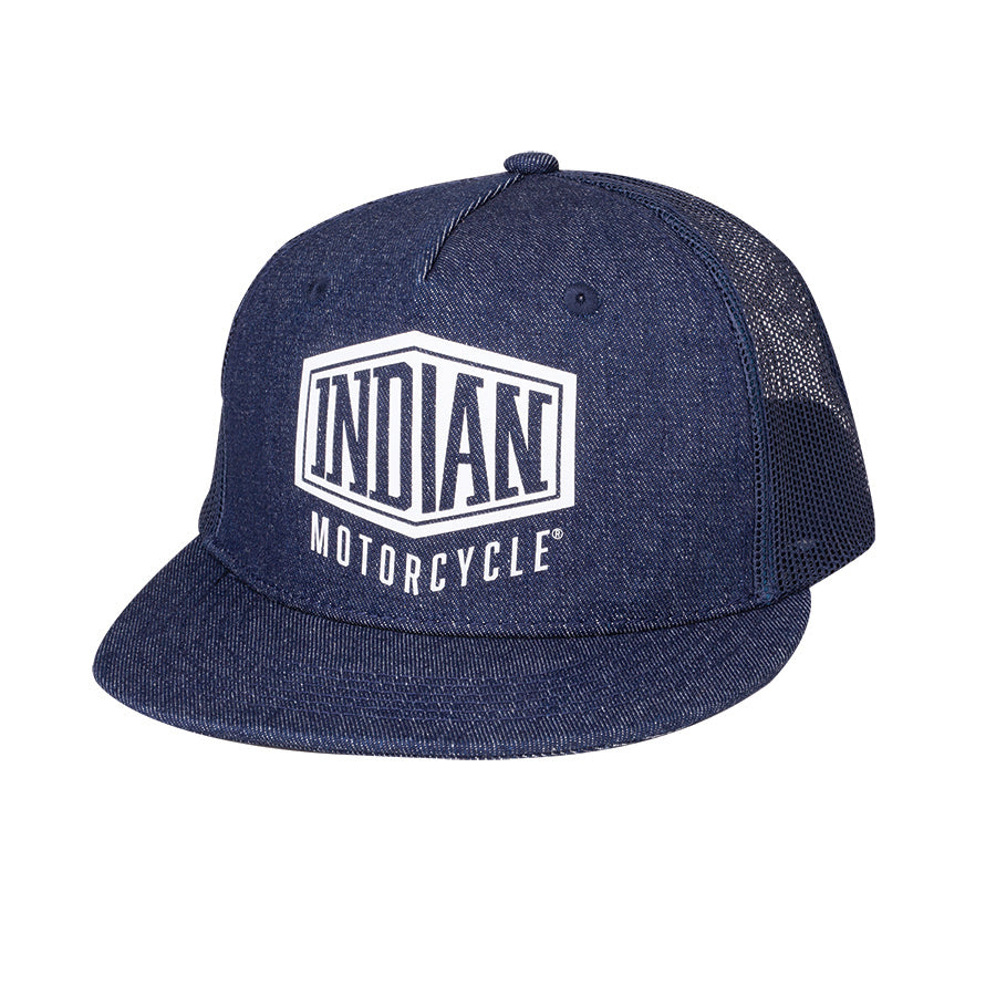 High Profile Denim Trucker Hat, Blue