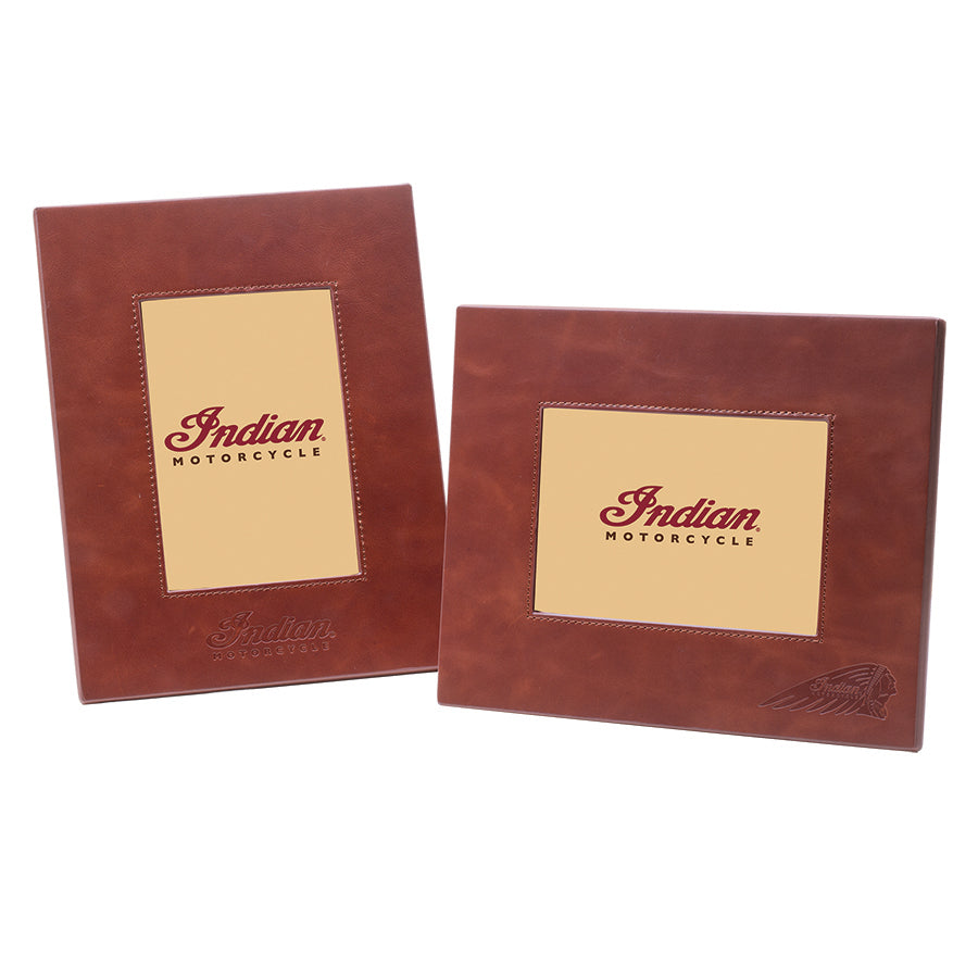 Leather Photo Frame, Brown, Set of 2