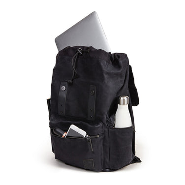 Waxed Canvas Backpack, Black