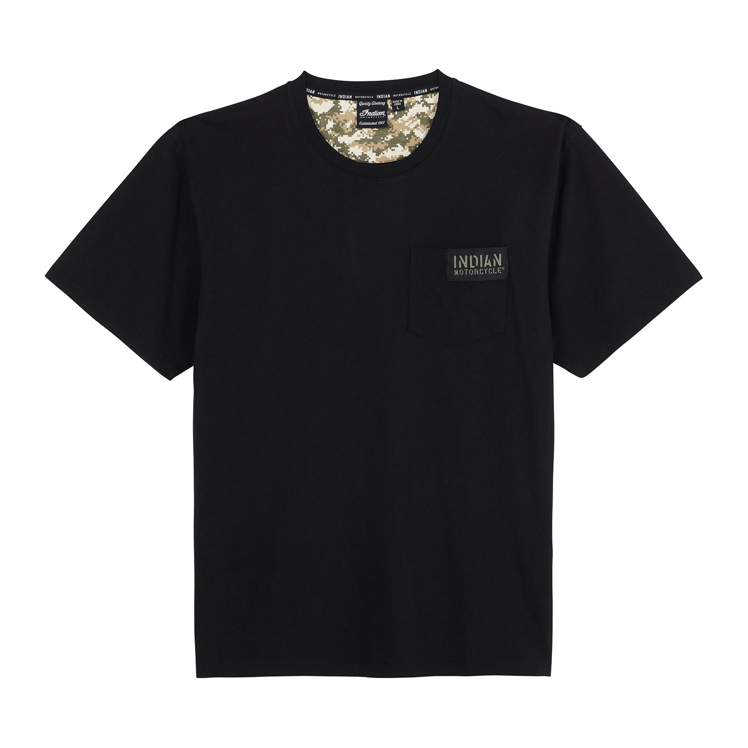 Men's Camo Lined Pocket T-Shirt, Black