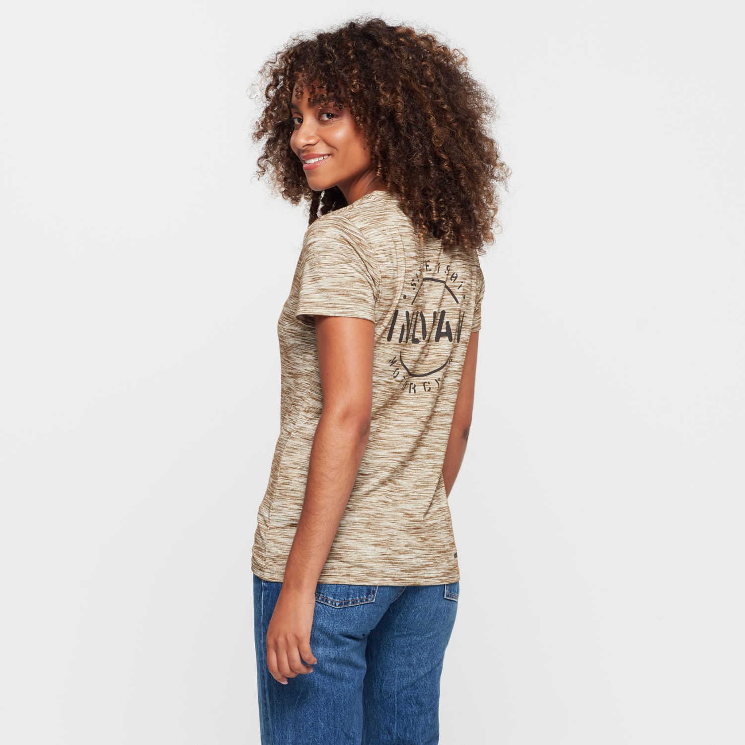 Women's Stencil Block Icon T-Shirt, Khaki