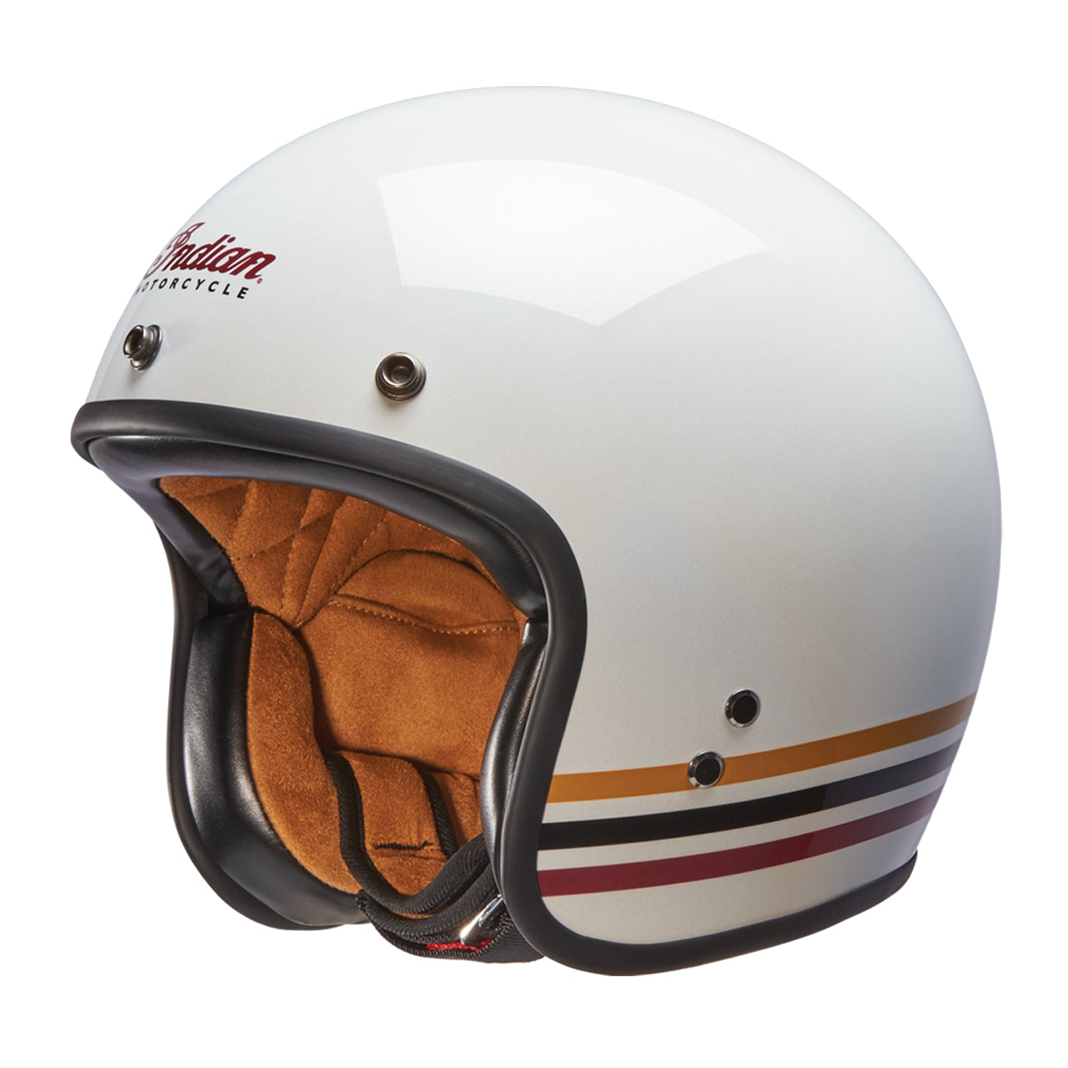 Open Face Retro Helmet with Stripes, White