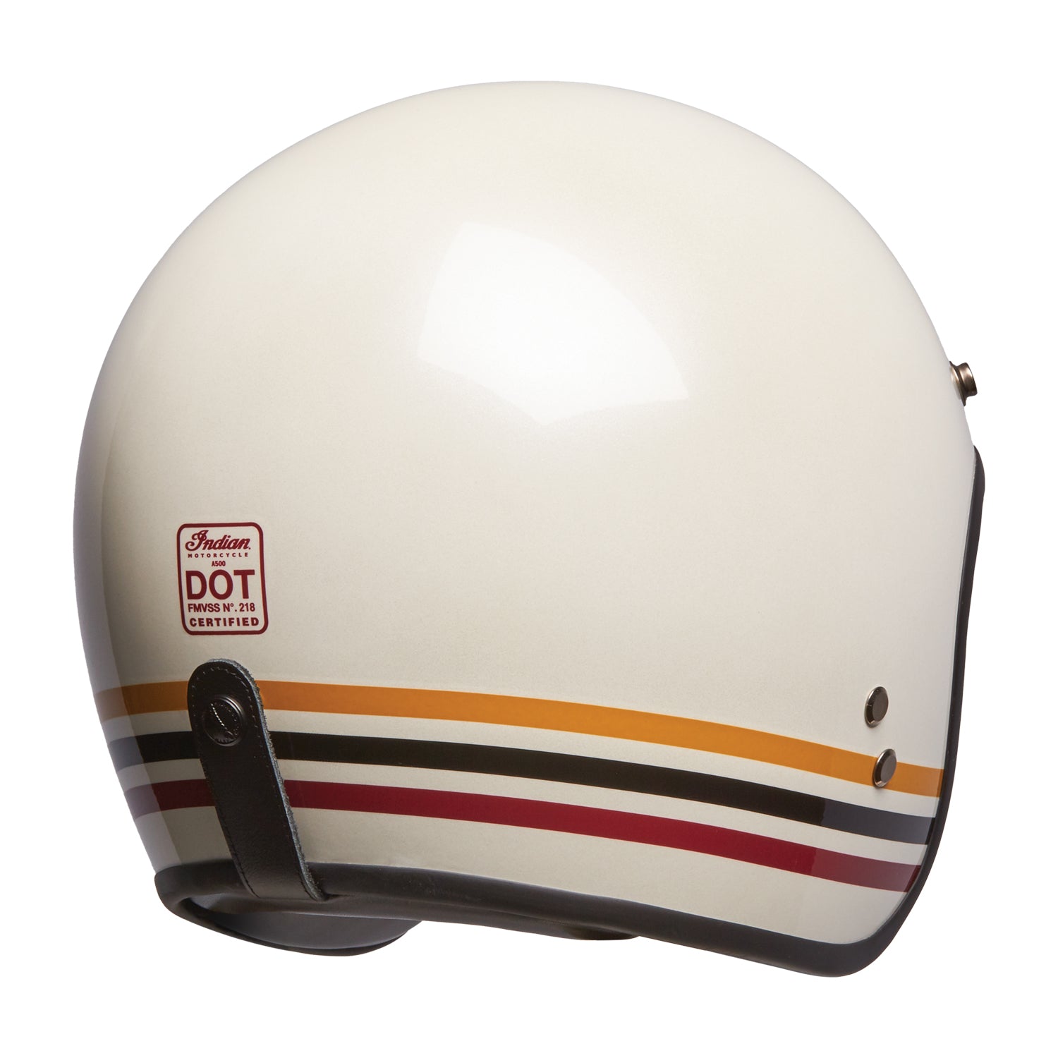 Open Face Retro Helmet with Stripes, White