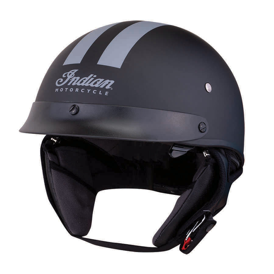 Half Helmet with Gray Stripe, Black