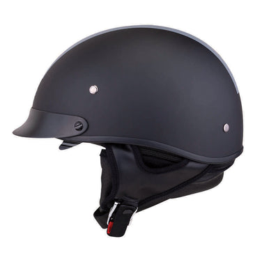 Half Helmet with Gray Stripe, Black