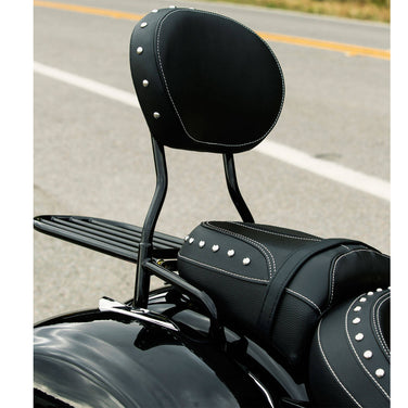 Genuine Leather Passenger Backrest Pad, Black with Studs