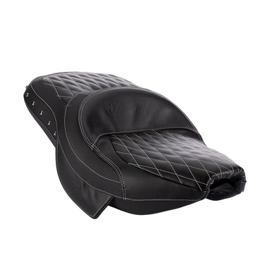 Genuine Leather Extended Reach Heated Touring Seat, Black