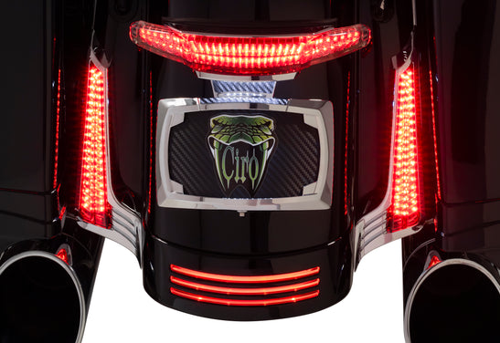Filler Panel Lights for '14-up Street Glides & Road Glides, Chrome - All Red LEDs with Clear Smoked Lenses
