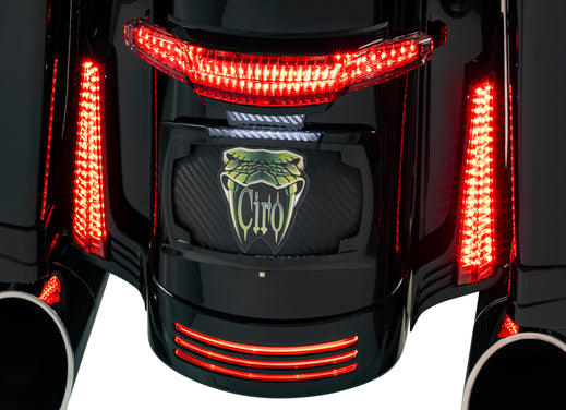 Filler Panel Lights for '14-up Street Glides & Road Glides, Black - All Red LEDs with Clear Smoked Lenses
