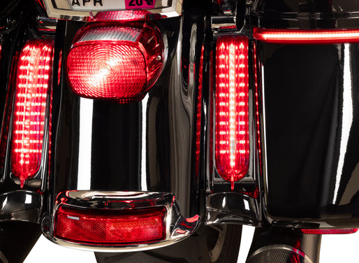 Filler Panel Lights for '14-up Ultras & Road Kings, Black - All Red LEDs with Clear Lenses