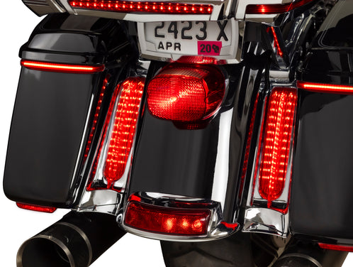 Filler Panel Lights for '14-up Ultras & Road Kings, Chrome - All Red LEDs with Clear Lenses
