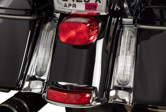Filler Panel Lights for '14-up Ultras & Road Kings, Chrome - All Red LEDs with Clear Lenses