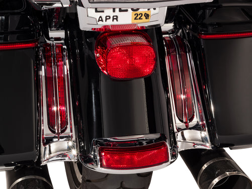 Filler Panel Lights for '14-up Ultras & Road Kings, Chrome - All Red LEDs with Red Lenses