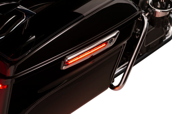 LED Lighted Saddlebag Hinge Covers, Light Smoke Lenses, Chrome