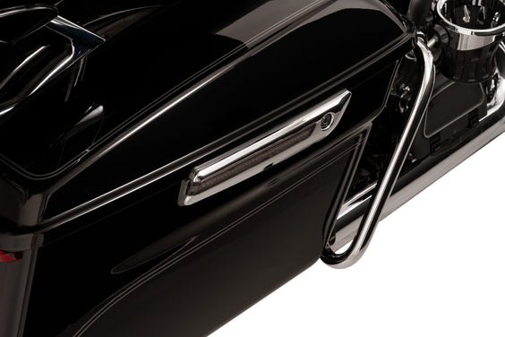 LED Lighted Saddlebag Hinge Covers, Light Smoke Lenses, Chrome