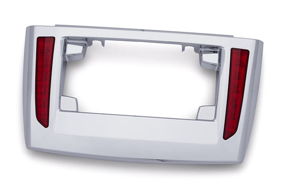 Lighted License Plate Frame for Tri Glide, Chrome, Red Lenses