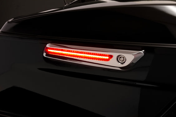 LED Lighted Saddlebag Hinge Covers, Red Lenses, Chrome