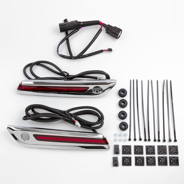 LED Lighted Saddlebag Hinge Covers, Red Lenses, Chrome