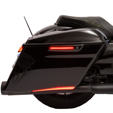 LED Lighted Saddlebag Hinge Covers, Red Lenses, Black
