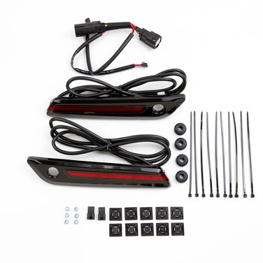 LED Lighted Saddlebag Hinge Covers, Red Lenses, Black