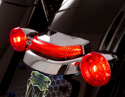 Crown Tail Light with Lightstrike Technology, Red Lens, Chrome