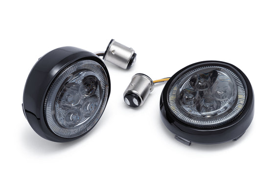 FANG SIGNAL INSERTS, SMOKE LENS, WHITE/AMBER LEDS, BLACK BEZEL