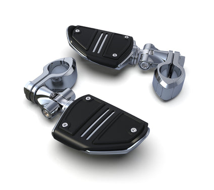 Hingeless Clamp, Clevis w/ Twin Rail Footrests, Chrome