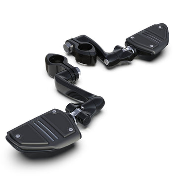 Hingeless Clamp, Clevis, Arm w/ Twin Rail Footrests, Black