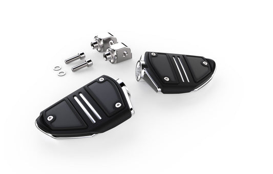 Twin Rail Footrests w/ Passenger Adapters for '18-up Softail, Chrome