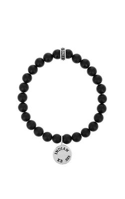 Matte Onyx Bracelet with Indian Headdress Logo Charm