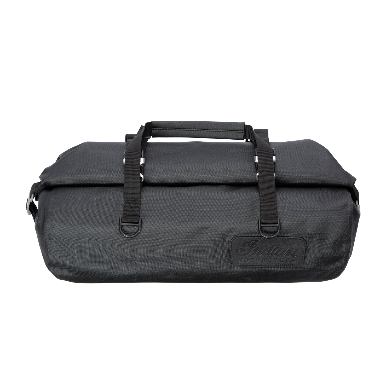 All-Weather Vinyl Duffle Bag with Shoulder Strap, Gray/Black
